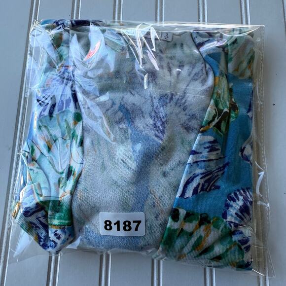 Chico’s Size XL Lite abstract print ruffled open cardigan 3/4 sleeves size XXL - Picture 11 of 11